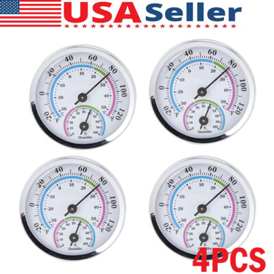 4PCS Analog Thermometer Hygrometer Humidity Meter Gauge Temperature Room Indoor