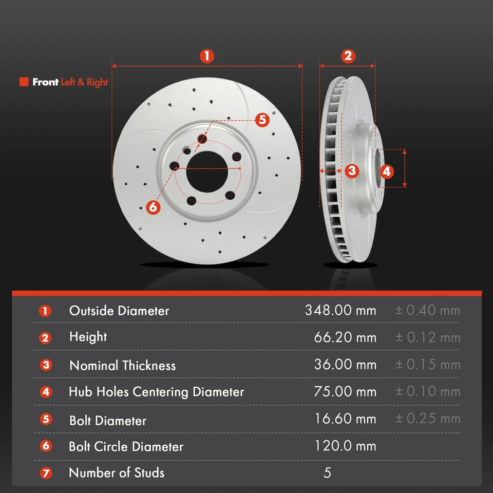 Rotor de freno delantero perforado y pastilla de freno de cerámica para BMW 528i 535i GT 550i 740Li Foto 2 de 4