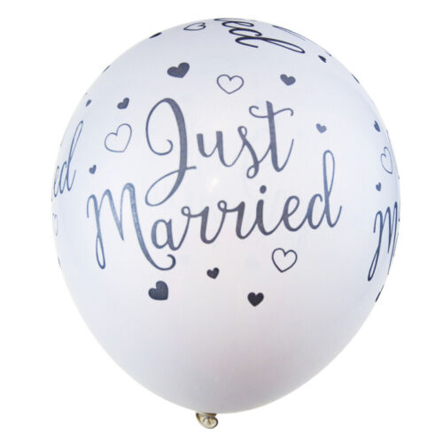 Just Married Balloons Latex Wedding Party Mr Mrs Love Hearts Balloon 12" UK - Picture 3 of 9