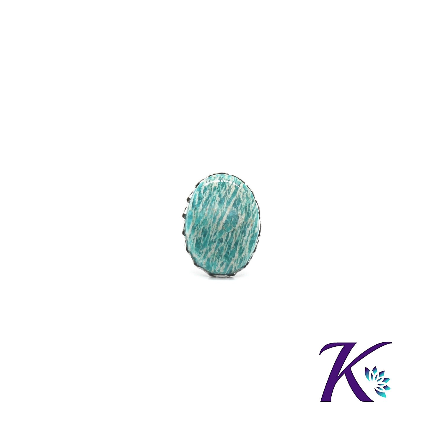 Bague amazonite zébrée et acier inoxydable de qualité supérieure 25x18 mm