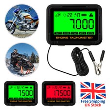 Digital LCD Engine Hour Meter Inductive Tachometer Gauge For Motorcycle Car Boat