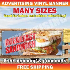BREAKFAST SANDWICH Advertising Banner Vinyl Mesh Sign Food Fair Truck Restaurant