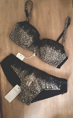 Oroblu Sweetheart Pushup Bra & Brief Set 34B & Med - made in Italy RRP £65