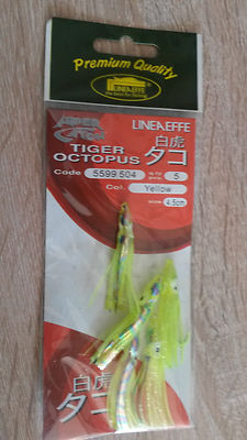 5 X Octopus Tintenfisch Ostsee Makrele Dorsch  3D-Gelb r 4,5 cm