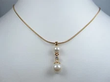 Nina Ricci Gold Plated Pendant with Swarovski Crystals & Pearls 16-18" - 5920
