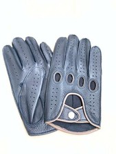 Men  s Driving Deerskin Blue  Grey Contoured Gloves