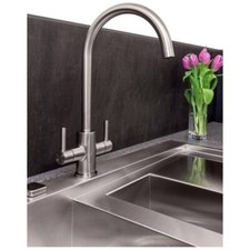 Genta Dual Lever Brushed Nickel Kitchen Mixer Tap
