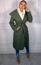 Women Italian Long Duster Jacket Ladies French Belted Trench Waterfall Coat