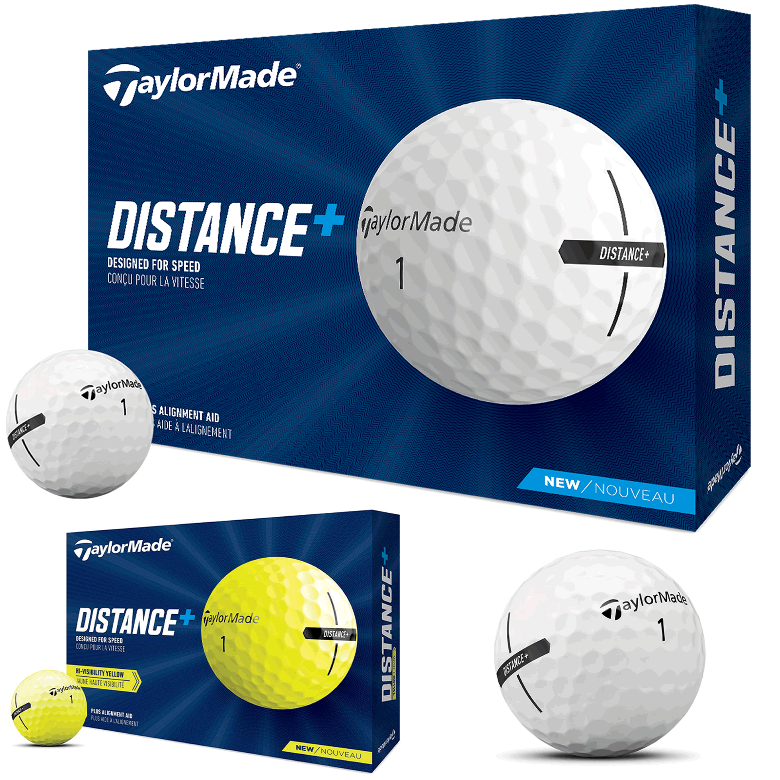 TAYLORMADE DISTANCE+ GOLF BALLS MENS GOLF BALLS WHITE OR YELLOW ...