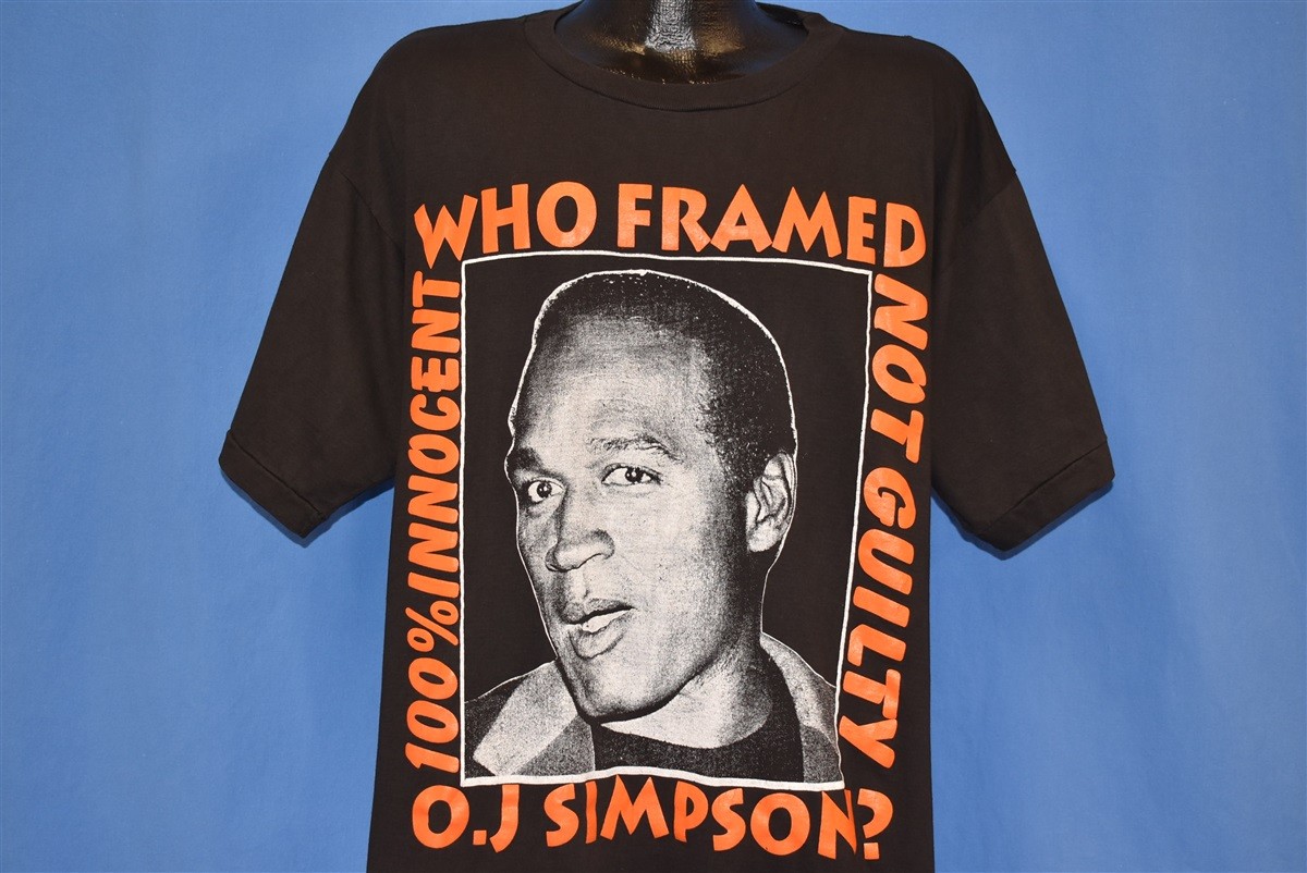 vtg 90s WHO FRAMED OJ SIMPSON NOT GUILTY 100% INNOCENT DON'T