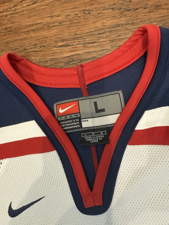 Винтажная олимпийская хоккейная футболка 90-х Nike США, пустая, размер L - Изображение 4 из 4