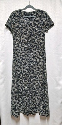 Vintage August Silk Floral Midi Dress 100% Silk Cottagecore Chic Size 6 Everyday