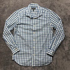 Banana Republic Shirt Mens Medium Blue Plaid Button Up Non Iron Standard Fit