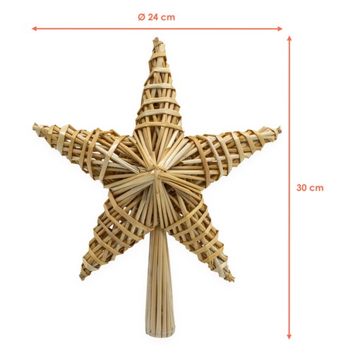 Stroh Stern Christbaum Spitze natur - 24 cm - Weihnachts Deko Tannen Baum Krone - Bild 2 von 7