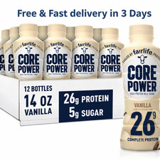 Core Power Protein Shake, Vanilla, 26g Bottle, 14oz, 12 Pack 4.29 per gallon