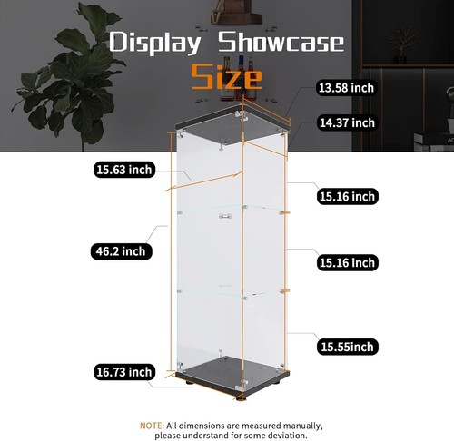Vitrina de Cristal Negro con 3 Estantes y Cerradura para Salón, Dormitorio,... - Imagen 3 de 8