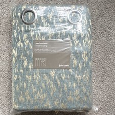 John Lewis Lined Eyelet Curtains Teal Blue/Cream Abstract weave design 167x137cm