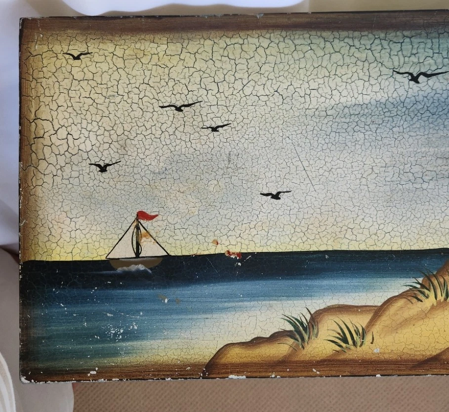 Baúl náutico cofre faro de madera vintage velero asas con bisagras Foto 2 de 4