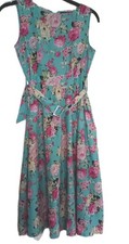 Ladies Floral Fit And Flare Sleeveless Summer Thin Dress Size M