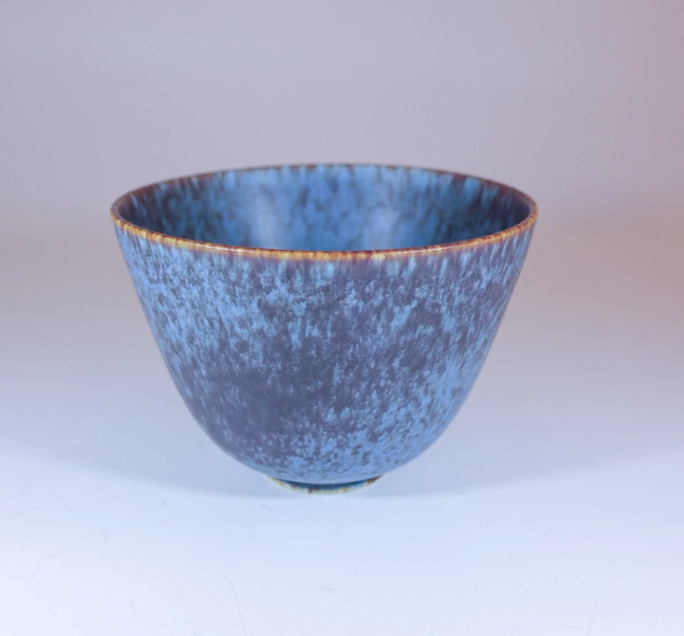 Синяя и коричневая винтажная керамическая чаша - Gunnar Nylund - Rörstrand Швеция 1950-е - Изображение 4 из 4