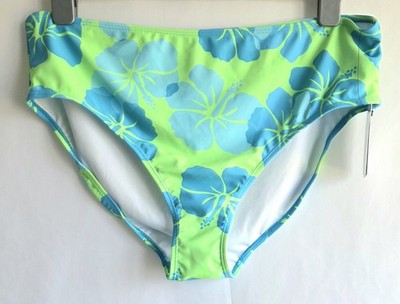 Bikinihose ''Everyday'' hellgrün und blau tropisches Blumenmuster - Größe 22