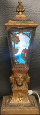 Antique Art Deco Slab Glass American Indian Chief Portrait Table Lamp