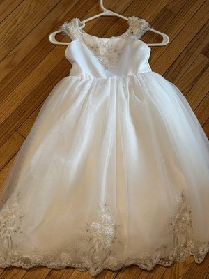 Joan Calabrese ~ Mon Cheri White Silver embroidery Flower Girl Communion Dress 6