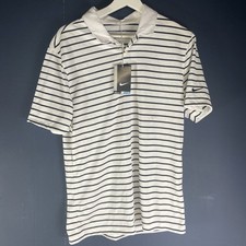 Nike Polo Golf Shirt White With Stripes Mens Size Small