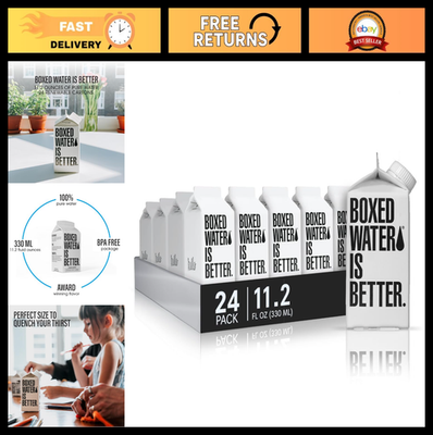 #ad Eco Friendly Boxed Water 11.2 oz 24 Pack BPA Free Refillable Purified Drin $79.99