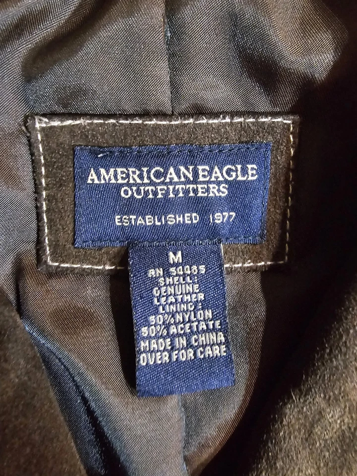 American Eagle Brown 100% Genuine Leather Suede Western Style Button-up Jacket M - Image 4 of 4