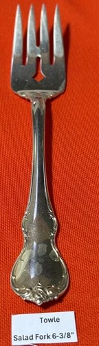 Towle - STERLING SILVER SALAD DESSERT FORK - FRENCH PROVINCIAL 6 3/8 in. NO MONO