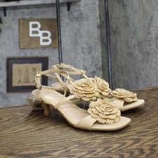 A New Day Womens Esme Floral Crochet Kitten Heels 92979007 Tan Brown 9M