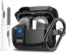 Galaxy Buds 3 Pro/3/3 FE Case Cover with Secure Lock Clip, Shockproof Black