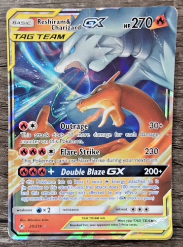 Reshiram & Charizard GX 20/214 Holo GX Rare Unbroken Bonds Pokemon HP