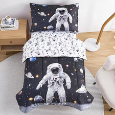 Toddler Bedding Set, 4 Piece Bed-In-A-Bag Toddler Bed Comforter Sets for Girls,