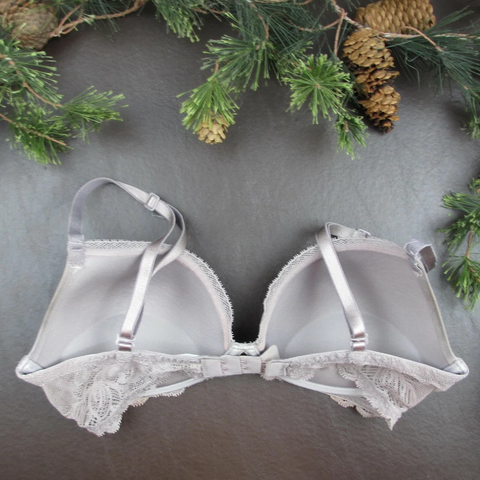 Бюстгальтер Calvin Kle размер 32D серый кружевной с подкладкой пуш-ап на косточках регулируемая застежка примечание - Изображение 2 из 4