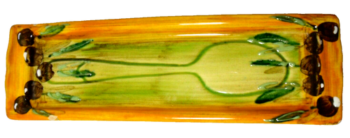 Löffelablage Tablett handbemalt Made in France Keramik signiert von Jacques - Bild 1 von 8