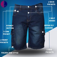 Mens Denim Shorts 100% Cotton Regular fit Casual half pant Cargo Shorts 171819