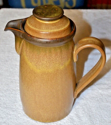 VTG DENBY Romany Langley Brown 9.5" 8-Cup COFFEE POT/pitcher w/ LID ENGLAND Exc!