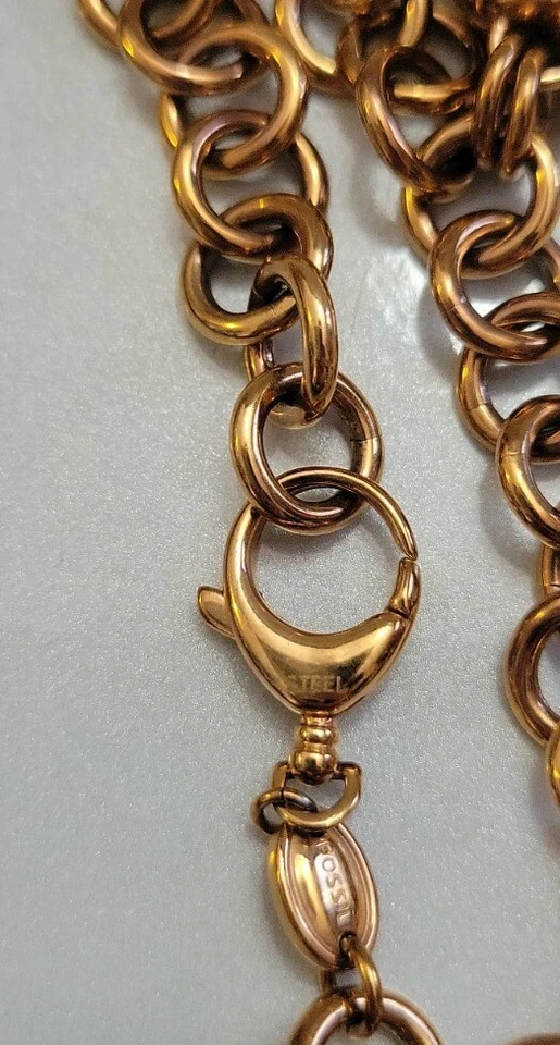 Pulsera colgante corazón hinchado de acero inoxidable de plata pulida con joyería fósil Foto 4 de 4