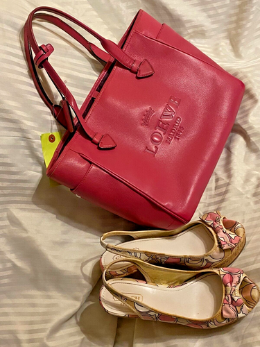 Coach GWYNNIE 8.5M Pink Bow Slingback Cork Wedge Sandal - Purse Sold Separately - Picture 8 of 8