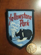 Vintage Yellowstone National Park Bear Geyser Embroidered Patch NEW Iron-On Sew