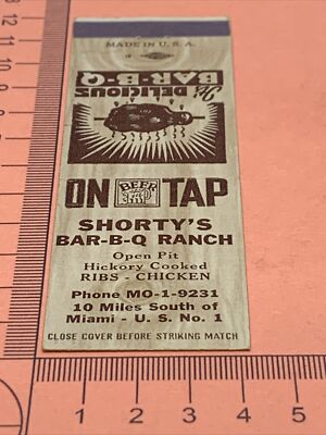 Front Strike Matchbook Cover  Shorty s Bar-B-Q Ranch  Miami, Fla  gmg unstruck