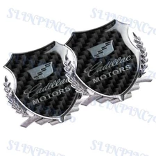 Carbon Metal Car Front Body Trunk Rear Side Emblem Sticker 3D for CADILLAC 2PCS