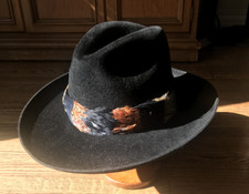 STETSON GUN CLUB VINTAGE BLACK WESTERN FEDORA USA.SIZE 67/8