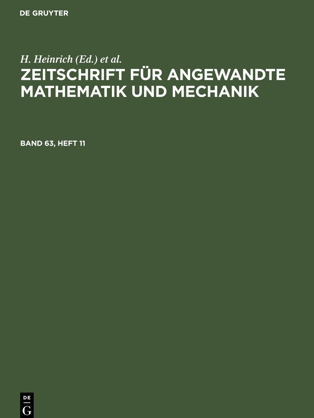 G. Schmid (u. A.) | Zeitschrift Für Angewandte Mathematik Und