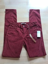 Vince Velvet Corduroy Skinny Jeans Button Fly Size 28x33 Brick Burgundy $195 NEW