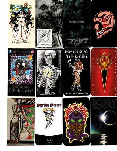 100 Different American Tattoo Shop Business Cards Set 6