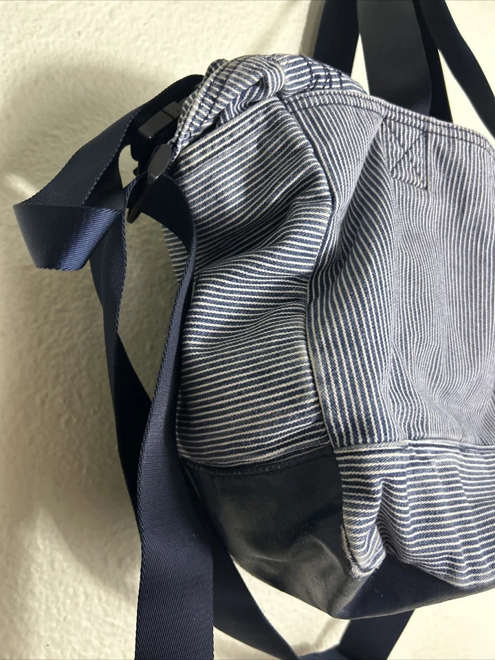 Bandolera Gap OLX Bolso de Pañales Denim Azul Blanco Ferrocarril Rayas 16x16x6 Lona Foto 2 de 4