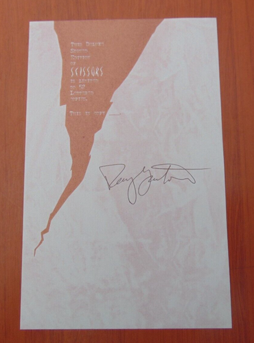 Scissors Signature Page Only - Signed by Ray Garton Cemetery Dance Lettered Ed. - Picture 1 of 2